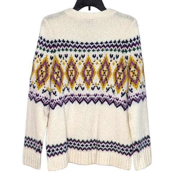 Talbots Fair Isle Mockneck Sweater Ivory Size L - Picture 3 of 8